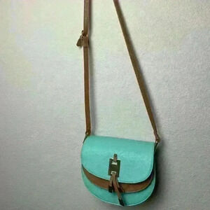 Teal & Tan Crossbody purse
